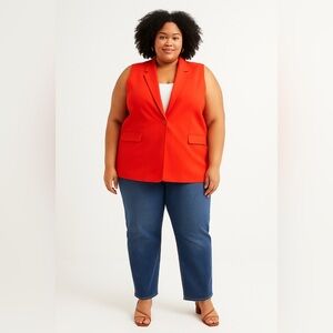 Nine West Red Sleeveless Blazer Vest Women’s Size XXL GameDay Trendy Outfit Plus